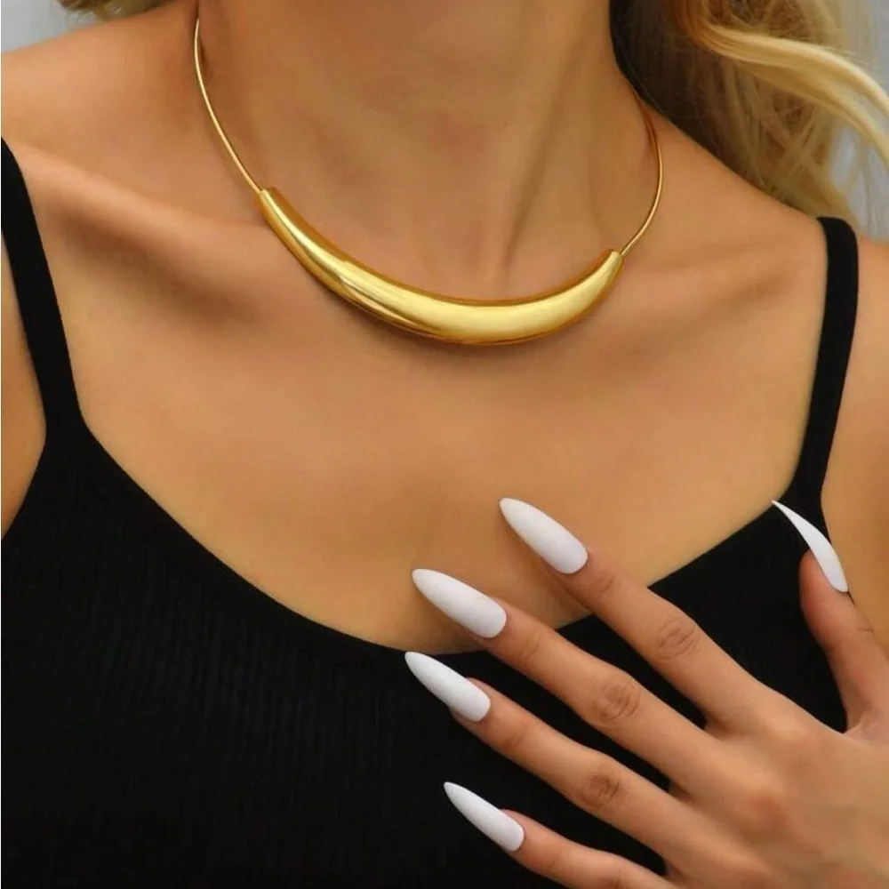 Anthropologie Chunky Gold Collar Choker Necklace
